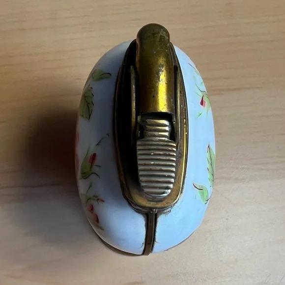 Vintage Evans Table Lighter Porcelain Base Rose Marked USA - Picture 6 of 10